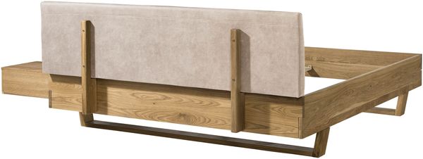 Bett mit Nachttisch Fichte 200x200x85 natur gebeizt / geölt, Kopfteil beige FICHTELBERG #144 Bild 10