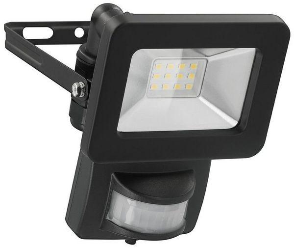 goobay 53877 LED Strahler Bewegungsmelder Außen 10W / PIR Sensor Außenstrahler IP44 / Neutralweißes Licht 850 lm/LED Scheinwerfer Fluter Wandmontage/Gartenstrahler/Schwarz