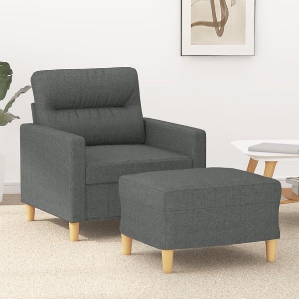 vidaXL Sessel mit Hocker Dunkelgrau 60 cm Stoff 3201066