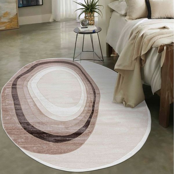 Mazovia Designteppich Modern Unregelmäßig Teppich Weich Teppich für Wohnzimmer Beige Creme, 80 x 150 cm, Fußbodenheizung