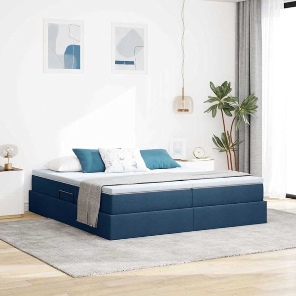 vidaXL Aufbewahrungsbett mit Matratze Blau 180 x 200 cm Polyester 3370354