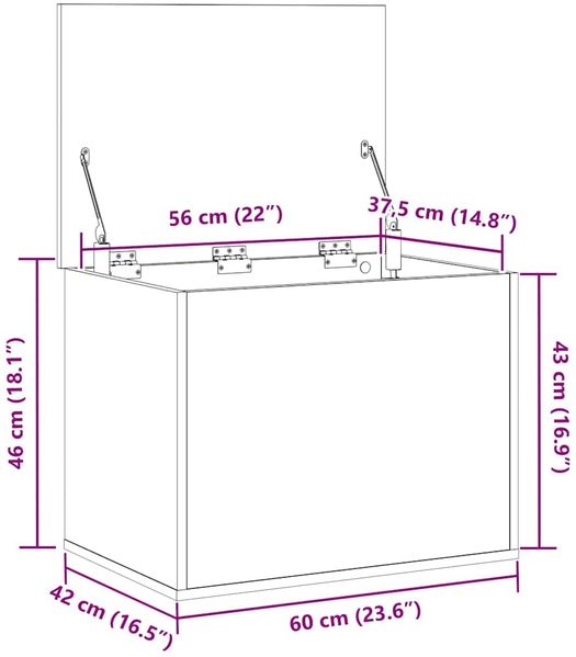 vidaXL Aufbewahrungsbox Altholz 60 x 42 x 46 cm Holzwerkstoff 862288 Bild 12