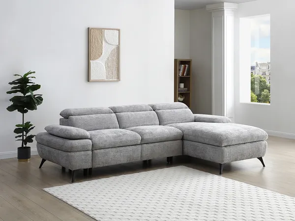 Vente-unique - SURDELI Sofa Stoff Grau - B 176 cm x H 80 cm x L 284 cm