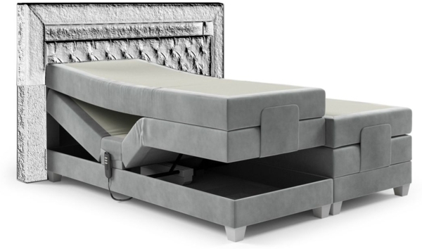 Boxspringbett Elektrisch Bett DAVIDE 200x200cm in Stoff Fresh Senfgelb Bild 2