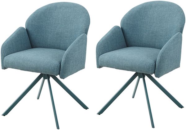 2er Set Sesselstuhl Holly drehbar - Webstoff Petrol