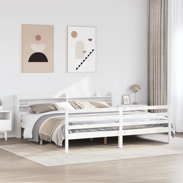 vidaXL Bettgestell mit Kopfteil ohne Matratze Weiß 200x200 cm 3306693