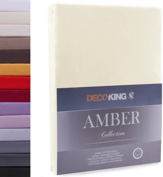 DecoKing Spannbettlaken 200x200 200x220 cm Creme Spannbetttücher Jersey 100% Baumwolle Boxspringbett Amber 200x200 200x220