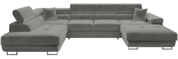Ecksofa Torezio Bis mit Bettkasten, Schlaffunktion und Einstellbare Kopfstützen (Farbe: Polo 894, Seite: Links)