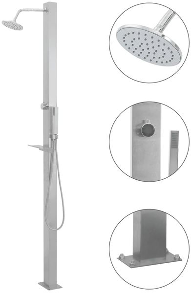 vidaXL Gartendusche Edelstahl Gerade 48198