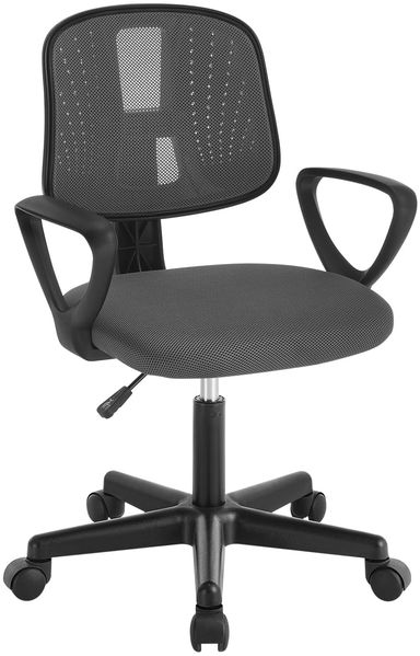 Klihome Schreibtischstuhl Kinder, Kinderschreibtischstuhl ergonomisch, Drehstuhl Kinderstuhl höhenverstellbar, mit Rollen Armlehnen, atmungsaktive Netzstoff-Rückenlehne, Grau, K0007BS