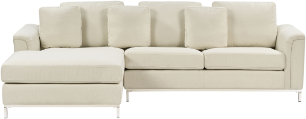 Ecksofa Polsterbezug beige rechtsseitig OSLO