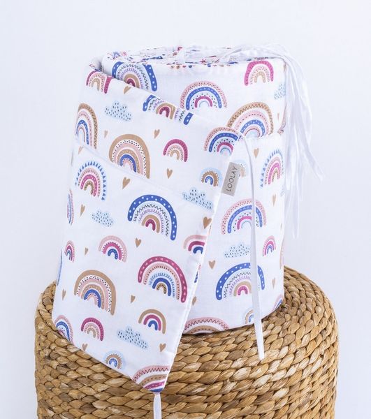 Loolay Bettnestchen REGENBOGEN Baumwolle Atmungsaktives Babybett Bunt BETTUMRANDUNG, (Bett 140x70 cm - 420, 210 cm, 120x60 cm - 360, 180 cm, Babyaussttatung Umrandung Kopfschutz Kantenschutz Bettschlange), Super PREMIUM Baby GESCHENK! 100% Natural Baumwo...