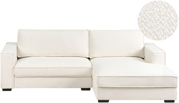 Ecksofa RENDERS Bouclé Cremeweiß linksseitig