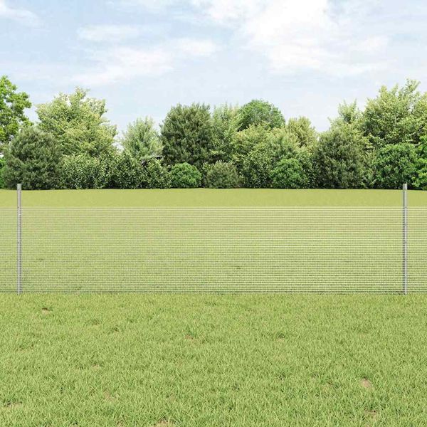 vidaXL Zaun mit Pfosten Silber 3336348