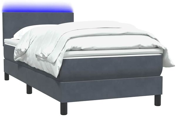 vidaXL Boxspringbett mit Matratze & LED Dunkelgrau 90x220 cm Samt 3316720 Bild 3