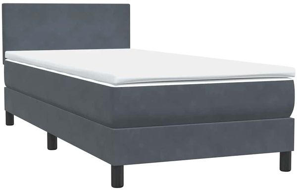 vidaXL Boxspringbett mit Matratze & LED Dunkelgrau 90x220 cm Samt 3316720 Bild 5