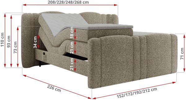 Elektrisch Boxspringbett Multipocket-Matratzen, elektrisch verstellbar, Polsterbett mit Bettkästen - FORTINA - 160 x 200 cm - Dunkelbeige Struktur - H3 Bild 6