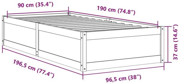 vidaXL Massivholzbett ohne Matratze Weiß 90x190 cm Kiefernholz 846844 Bild 9