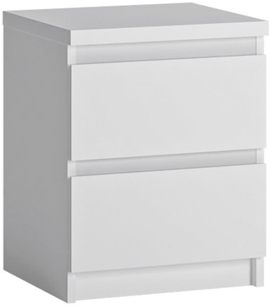 Nachttisch Nachtschrank mit 2 Schubkästen in weiß FORTALEZA-129, B/H/T ca. 40/51,8/40 cm