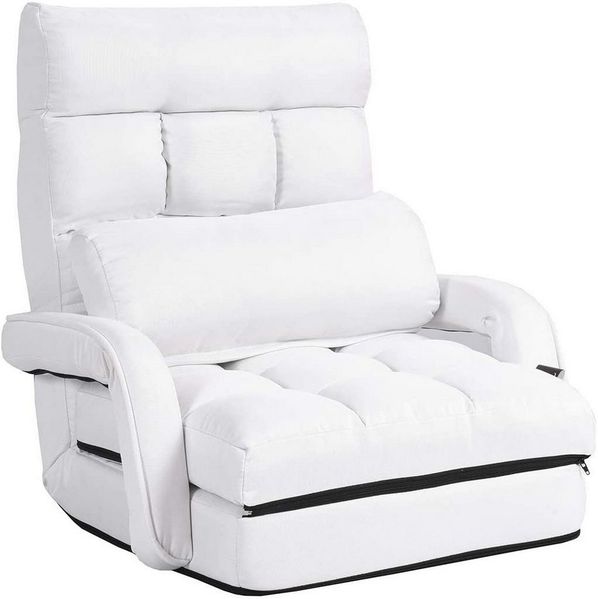 COSTWAY Relaxsessel Liegebett, verstellbar,klappbar,mit Armlehnen&Kissen