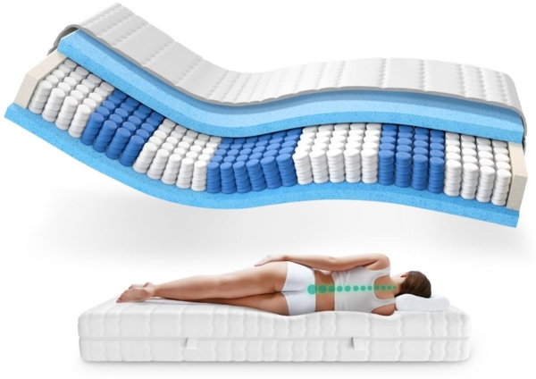 AM Qualitätsmatratzen Hochwertige 7-Zonen Taschenfederkernmatratze 80x200 cm - 24 cm Premiumhöhe - Tonnentaschenfederkernmatratze 80x200 cm - H3