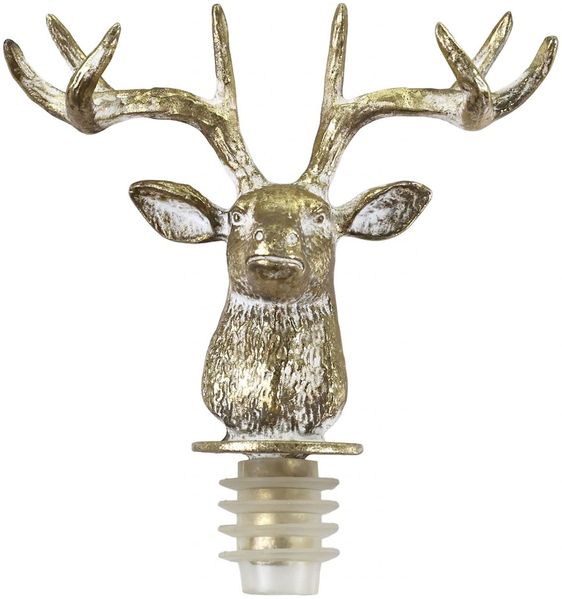 Flaschenverschluss mit Hirsch Polyresin Goldfarben Chic Antique 52045013