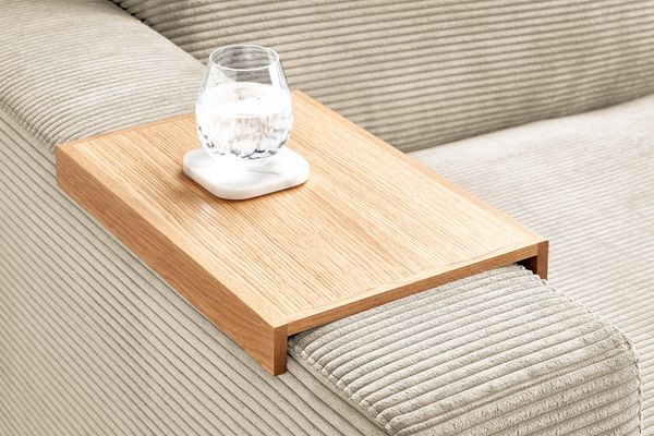 KAWOLA Holztablett MADELINE Eiche natur für Armlehne Sofa 4 x 40 x 27 cm