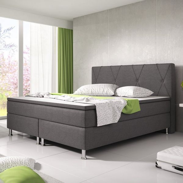 Boxspringbett Boston 140x200 cm Webstoff anthrazit
