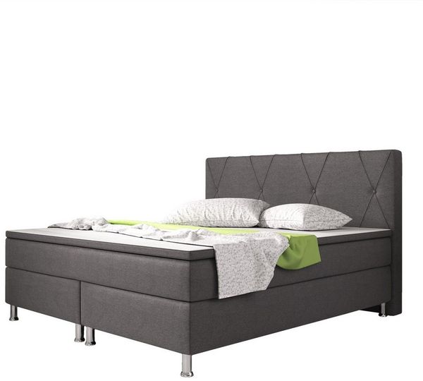 Boxspringbett Boston 140x200 cm Webstoff Anthrazit