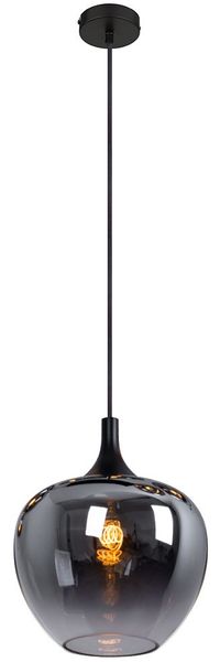 Pendelleuchte, Metall, Rauchglas, schwarz, H 120 cm