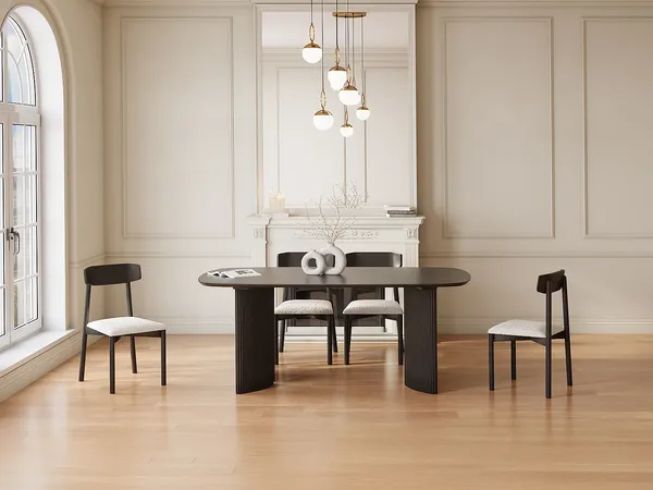 Vente-unique - TAMENIA Esstisch Holz, Platte Schwarz - B 100 cm x H 76 cm x L 200 cm
