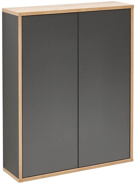FACKELMANN FINN Doppel Hängeschrank 60 cm breit, Anthrazit/Braun hell