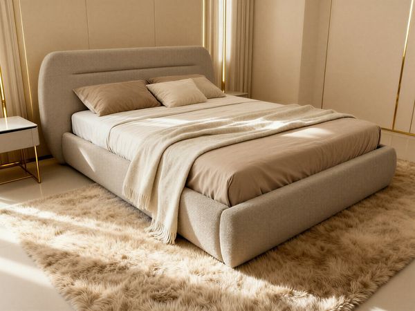 Polsterbett Orio - Bettkasten mit Gasdruckfedern - Doppelbett mit Lattenrost, Bett mit Polsterkopfteil, Bettgestell, Schlafzimmer, Bouclé-Stoff (180 x 200 cm, Beige (Coral 65))