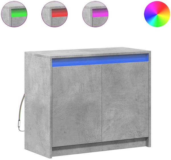 LED-Sideboard, Kommode Betongrau 72x34x61 cm Holzwerkstoff j517p