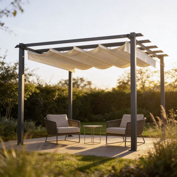 HOME DELUXE Pavillon mit Stoffdach SANTORA Creme - 300 x 300 cm