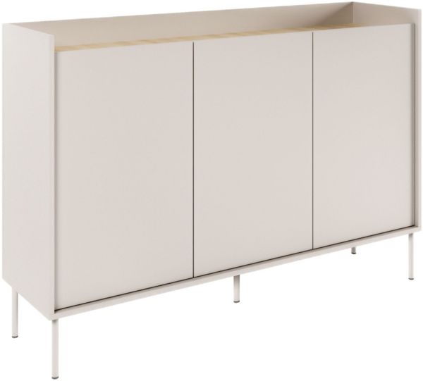 Selsey 'Tovi' Sideboard 3-türig, 140 cm, Kaschmirgrau / Holzoptik Eiche