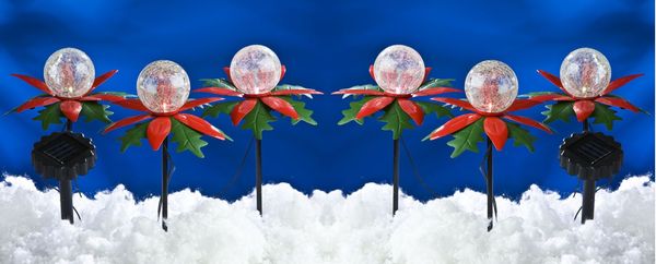 LED Solar-Weihnachtsterne 2x3er mit Farbwechsel Weihnachtsdeko Gartendeko Balkon