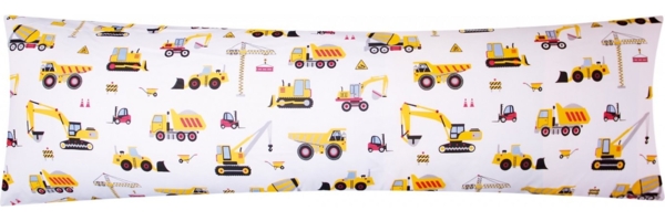 Heubergshop Seitenschläferkissenbezug, (1 Stück), 40x145cm Bagger Baufahrzeuge Kräne 100% Baumwolle Kinder (EW-Bagger)