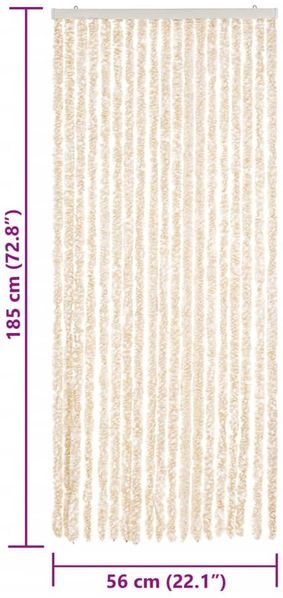 vidaXL Fliegenvorhang Beige und Weiß 56x185 cm Chenille 377339 Bild 7