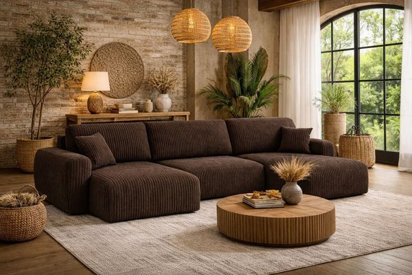 Kaiser Möbel Ecksofa mit Schlaffunktion und Bettkasten Ariel UXL aus Cordstoff Poso, U-Form,pflegeleichter Cordstoff,hoher Sitzkomfort