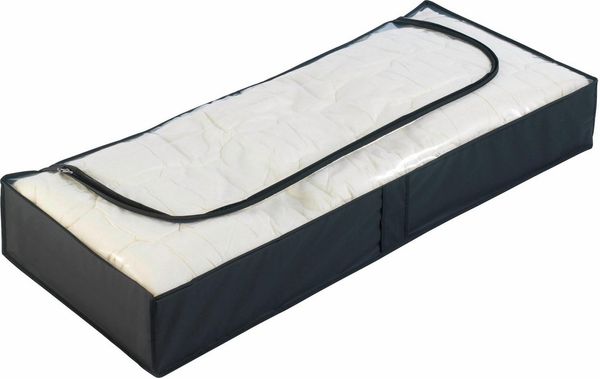 WENKO Unterbettkommode Modell Deep Black (Set, 4 St), Aufbewahrungstasche mit großem Sichtfenster & 3-Seiten-Reißverschluss