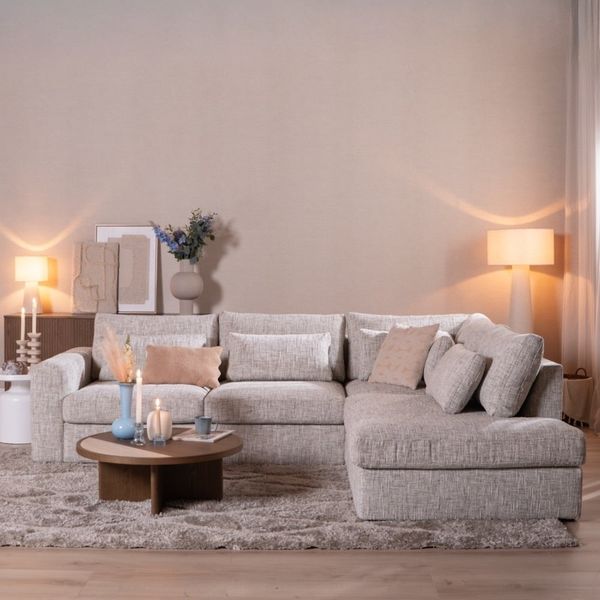 Bronx71 Ecksofa Kyle chenille sand grey rechts
