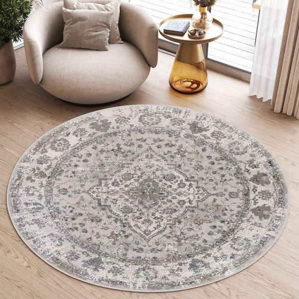 Tapiso Teppich VALLEY, rund, Höhe: 9 mm, Wohnzimmer, Schlafzimmer, Vintage