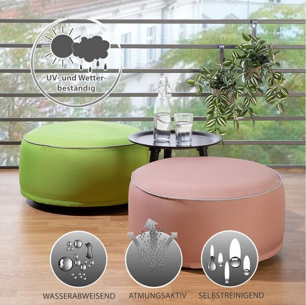 heimtexland Sitzkissen Outdoor Pouf Bodenkissen Garten Lounge Deko Hocker, schmutz-/wasserabweisend I UV-beständig I waschbar