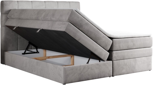 Boxspringbett, Polsterbett, Bett, Schlafzimmer - ERNI-KING - 200x200cm - Hellgrau Velours - H4 Bild 4