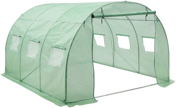 Gewächshaustunnel Dornbirn 300x300x200cm PE-Gitterfolie Grün [en. casa]