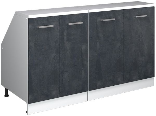 Dachschrägenschrank-Set Rion Schwarz Beton 140 cm 2er Set Schrankkorpuss 60 cm Tiefe Vicco