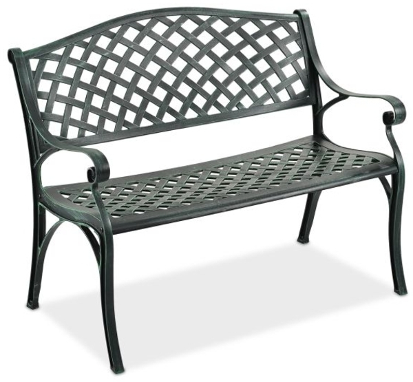 Antike Gartenbank in Schwarz-Grün 10051927