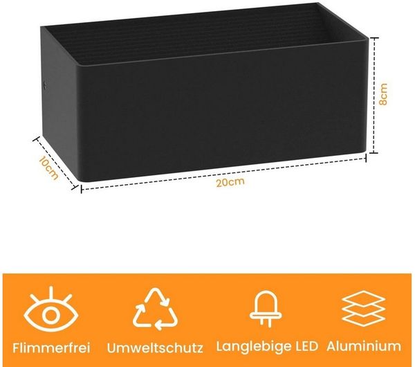 ZMH LED Außen-Wandleuchte Wandlampe Modern Up Down Außen Garten, LED fest integriert, warmweiß Bild 4