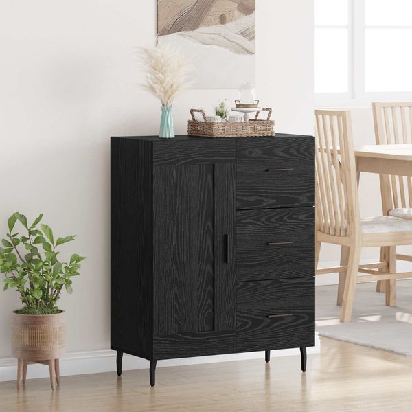 vidaXL Sideboard mit Schubladen Schwarz Eichen-Optik 69,5 x 34 x 90 cm 881638